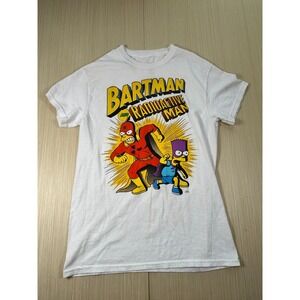 The Simpsons Bartman &‎ Radioactive Man T-Shirt Mens Small White Graphic Cotton